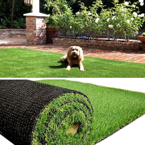 Moxie Realistic Artificial Grass Rug 0.8" Indoor Outdoor, 9FTX30FT Dog Grass Mat with Drainage Holes Artificial Turf, Fake Grass for Garden Lawn Landscape Balcony Decoration