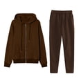thumbnail image 1 of Moxiu 2025 Fall Hoodie Set 2 Piece for Women - Long Sleeve Zip Up Sweatshirt & Sweatpants Sweatsuits Tracksuit Jogger Outfit Coffee,XXL, 1 of 5