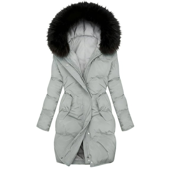 Moxiu 2025 Long Womens Down Jacket - Puffer Winter Coats Lightweight Quilted Packable Plus Size Warm Thicken Parkas Gray,XXL