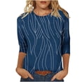 thumbnail image 1 of Moxiu 3/4 Sleeve Tshirts Shirts for Women Vintage Flowers T Shirt Crew Neck Going Out Tops Elbow Length Sleeve Graphic Tees 2025 Blue,XXXL, 1 of 9
