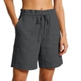 thumbnail image 1 of Moxiu 7 Inch Cotton Shorts for Women Summer Lightweight Bermuda Shorts Casual Loose Beach Shorts with Drawstring Pockets 2026 Dark Gray,L, 1 of 9