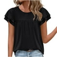 thumbnail image 1 of Moxiu Baby Doll Tops for Women 2025,Womens Summer Tops Crewneck Eyelet Ruffle Sleeve Blouses Elegant Dressy Casual Babydoll Shirts Black,XL, 1 of 7