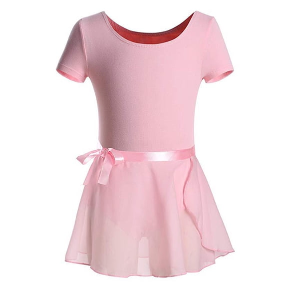 Moxiu Ballet Leotards for Girls with Removable Skirt Kids Ballet Tutu Dress Toddler Cotton Short Sleeved Ballerina Outfits 2026 Pink,12 Years