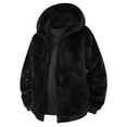 thumbnail image 1 of Moxiu Big and Tall Men's Faux Fur Hooded Coat Full Zip Long Sleeve Soft Warm Fuzzy Cozy Trendy Winter Outerwear with Pockets Black,XXL, 1 of 3