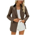 thumbnail image 1 of Moxiu Blazers for Women Open Front Business Work Office Long Sleeve Light Jackets for Women Casual Button Suit Jackets Blazer 2025 Coffee,L, 1 of 8