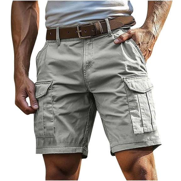 Moxiu Cargo Shorts for Men 5 Inch Button-Fly Quick Dry Stretch Lightweight Tactical Wear Hiking with Multi Pockets 2025 Gray,S
