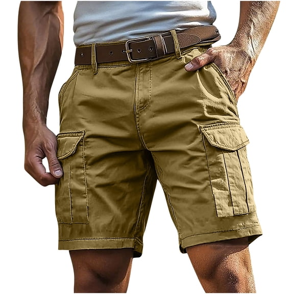 Moxiu Cargo Shorts for Men 5 Inch Button-Fly Quick Dry Stretch Lightweight Tactical Wear Hiking with Multi Pockets 2025 Khaki,M