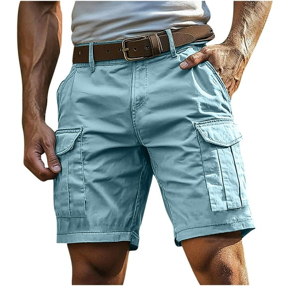Moxiu Cargo Shorts for Men 5 Inch Button-Fly Quick Dry Stretch Lightweight Tactical Wear Hiking with Multi Pockets 2025 Sky Blue,XXXXL