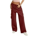 thumbnail image 1 of Moxiu Cargo Sweatpants for Women Baggy Fleece Cargo Sweatpants High Waisted Casual Baggy Joggers Pants with Pockets 2025 Wine,S, 1 of 6