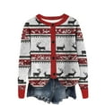 thumbnail image 1 of Moxiu Christmas Womens Cardigan Cute Funny Xmas Theme Print Open Front Button Sweater Casual Knitted Outwear Long Sleeves Red,S, 1 of 4