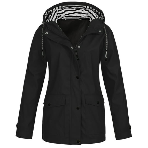 Moxiu Clearance Lightweight Rain Jacket Women Waterproof Raincoat Packable Hooded Windbreaker Winter Plus Size Rain Jackets for Women