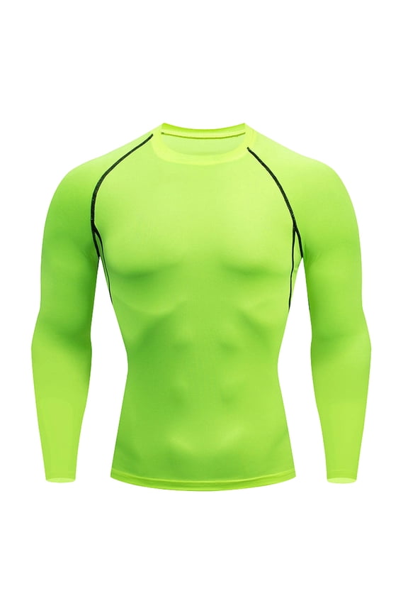 Compression Shirt for Men Long Sleeve Workout T Shirts Athletic Quick Dry Stretch Fit Muscle Tops Base Layer for Bike Gym Green,XXXXL