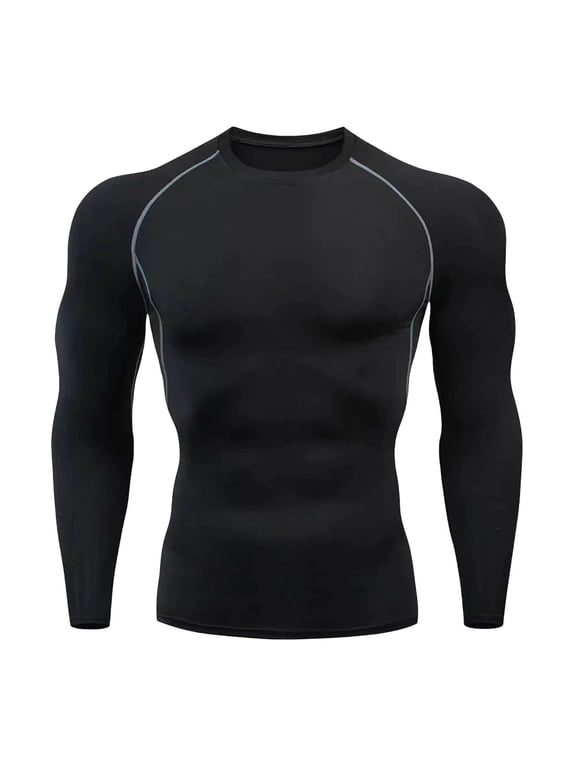Compression Shirt for Men Long Sleeve Workout T Shirts Athletic Quick Dry Stretch Fit Muscle Tops Base Layer for Bike Gym Multicolor,S