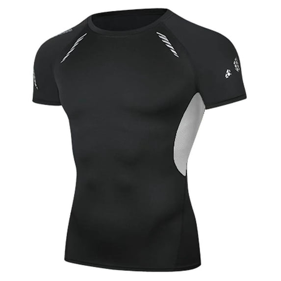 Moxiu Compression Short Sleeve T-Shirts for Men Athletic Shirt Summer Workout Gym Active Tops Stretch Base Layer Undershirt Gray,XXL