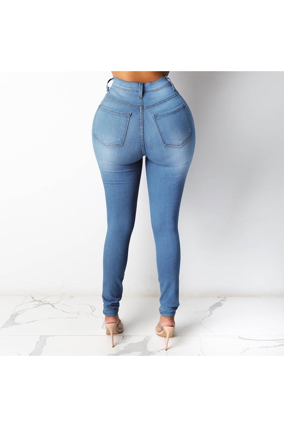 Curvy Stretchy Jeans for Women Skinny Classic Plus Size Butt Lifting High Waisted Slim Fit Denim Pant with Pockets Dark Blue,S