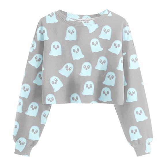 Moxiu Cute Halloween Sweatshirts for Women Crop Sweatshirt 2025 Fall Halloween Lantern Long Sleeve Pullover Spooky Season Sweatshirt Gray,XXL