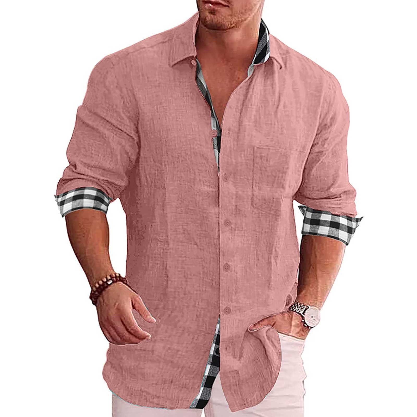 Moxiu Daily Deals,Mens Linen Button Down Shirts Long Sleeves Summer