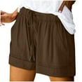 thumbnail image 1 of Moxiu Drawstring Elastic Waist Shorts Women Plus Size Comfy Casual Summer Beach Lightweight Short Pants with Pockets 2025 Coffee,M, 1 of 7
