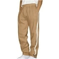 thumbnail image 1 of Moxiu Fleece Open Bottom Sweatpants Men Baggy Sweat Pants Straight Leg Joggers Drawstring Gym Athletic Pants with Pockets Khaki,S, 1 of 6