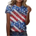 thumbnail image 1 of Moxiu Fourth of July Shirt Women American Flag Summer Tops Round Neck Short Sleeve T Shirt Top Patriotic T-Shirt 2025 Multicolor,M, 1 of 5