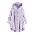 thumbnail image 1 of Moxiu Fuzzy Fleece Jacket Women Winter Long Sleeve Sherpa Hoodie Coat Fall Jackets Plus Size Button Plush Cardigan 2025 Purple,L, 1 of 8