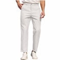 thumbnail image 1 of Moxiu Golf Pants Men Stretch Relaxed Fit Flat Front Straight Leg Trousers Button Work Dress Business Casual Slacks Office Pant 2025 White,L, 1 of 6