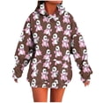 thumbnail image 1 of Moxiu Halloween Ghost Shirt for Women Hoodies Long Sleeve Oversized Hooded Sweatshirt Spooky Season Pullover Tops Brown,XXL, 1 of 5