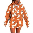 thumbnail image 1 of Moxiu Halloween Ghost Sweaters for Women Spooky Season Hoodie Cute Ghost Graphic Sweatshirts Funny Long Sleeve Hoodies Orange,S, 1 of 5