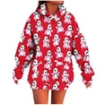 thumbnail image 1 of Moxiu Halloween Shirts for Women Ghost Hoodies Long Sleeve Oversized Hooded Sweatshirt Spooky Season Pullover Tops Red,L, 1 of 5