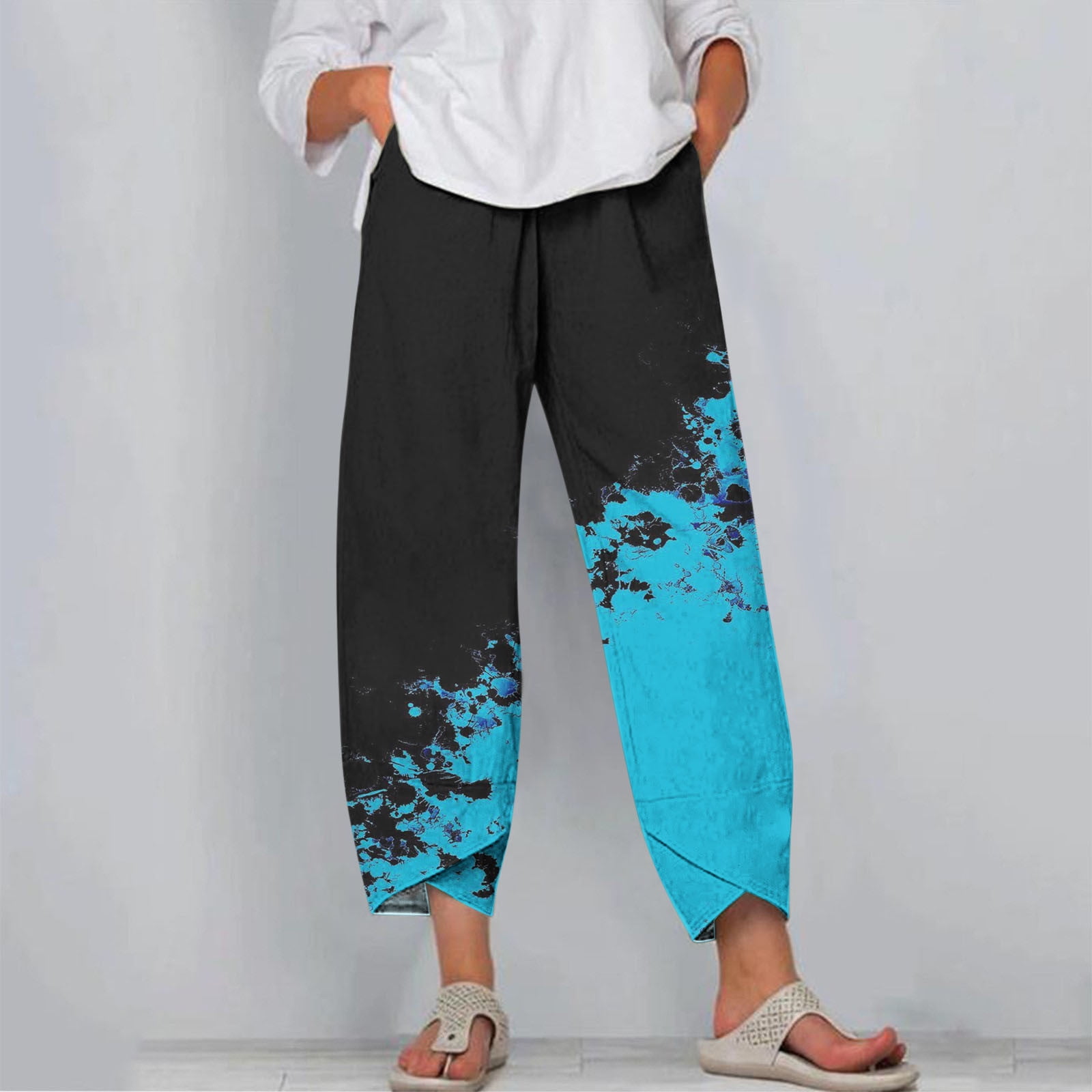 Moxiu Lightning Deals 2023,Capri Pants for Women Dressy,Women's Cotton