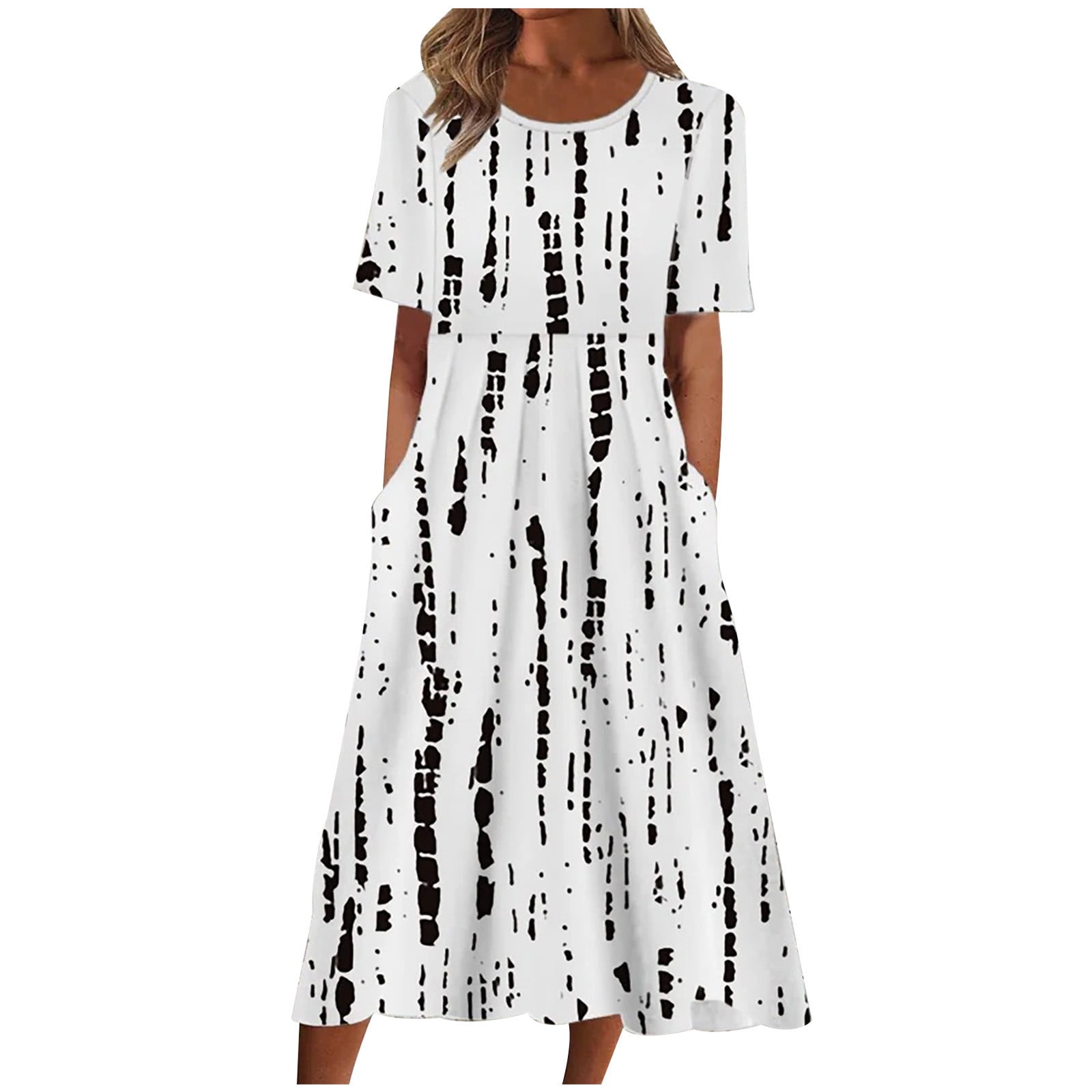 Moxiu Lightning Deals,Midi Dresses for Women,Women's Button Down Butterfly Floral Dresses with