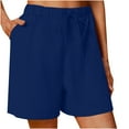 thumbnail image 1 of Moxiu Linen Women Shorts,Linen Shorts for Women Casual Summer Elastic High Waisted Short Pants Loose Soft Comfy Beach Shorts with Pockets Dark Blue,XXL, 1 of 6