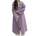 thumbnail image 1 of Moxiu Long Womens Peacoat Woolen Trench Coat Dressy Oversized Notched Lapel Winter Long Wool Blend Pea Coats Purple,M, 1 of 4