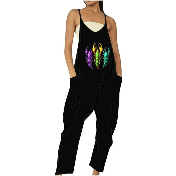 Moxiu Mardi Gras Jumpsuit Women Coveralls Trousers Pants Catsuit Glitter Color Block Sequin Print Flare Wide Leg Overalls 2025 Multicolor,XXL