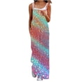 thumbnail image 1 of Moxiu Mardi Gras Overalls for Women Casual Sleeveless Jumpsuits Spaghetti Strap Wide Leg Long Rompers with Pockets 2025 Carnival Outfits Multicolor,XXXL, 1 of 5