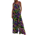 thumbnail image 1 of Moxiu Mardi Gras Overalls for Women Holiday Jumpsuits Dressy Casual Carnival Graphic Overalls Loose Wide Leg Rompers with Pockets 2025 Multicolor,XXL, 1 of 7