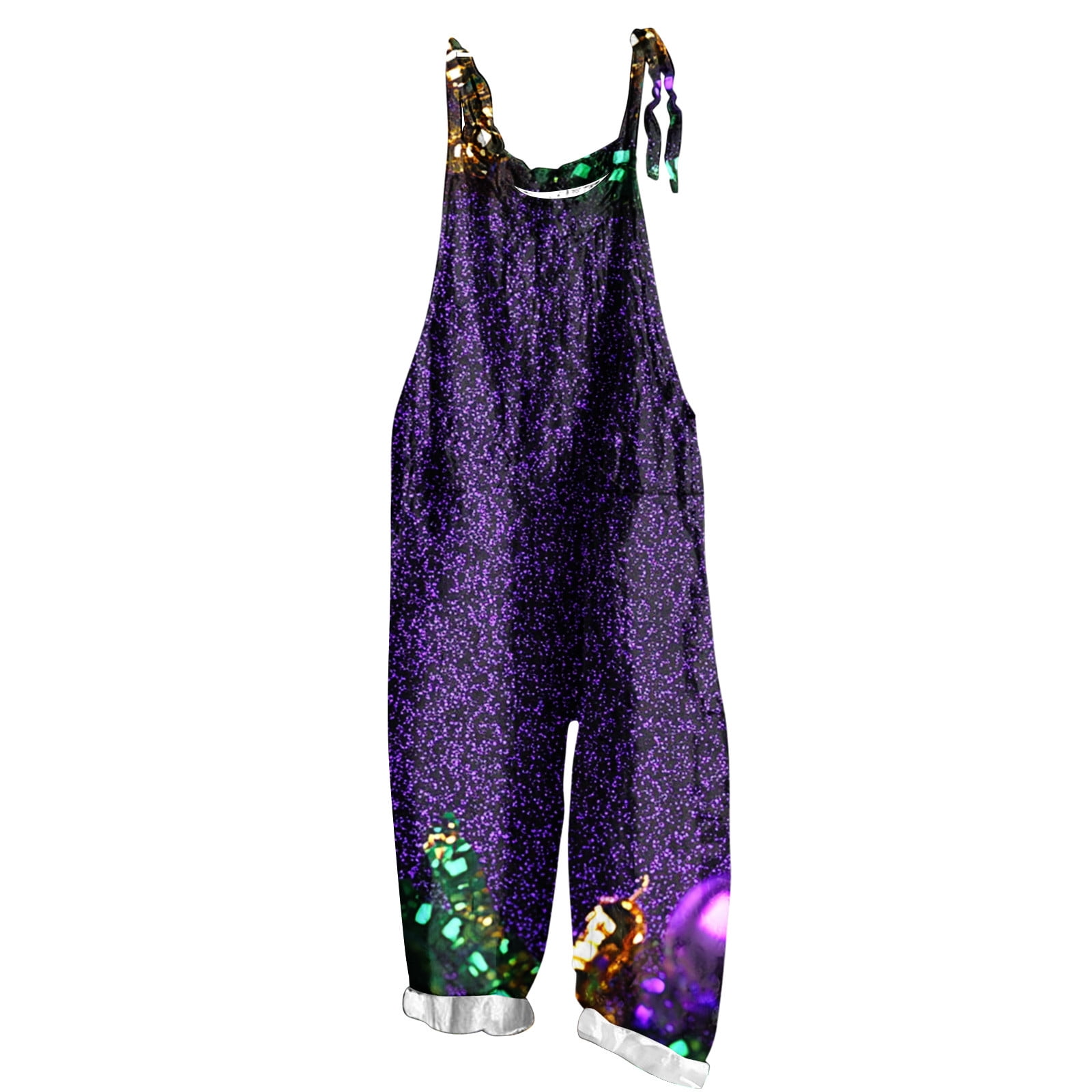 Moxiu Mardi Gras Rompers Outfit for Women Wide Leg Patchwork Graphic ...