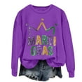 thumbnail image 1 of Moxiu Mardi Gras Sweatshirt Women Funny Carnival Themed Mask Graphic Shirt Orleans Festival Crewneck Pullover Casual Long Sleeve Tops 2025 Purple,L, 1 of 4
