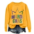 thumbnail image 1 of Moxiu Mardi Gras Sweatshirt Women Funny Carnival Themed Mask Graphic Shirt Orleans Festival Crewneck Pullover Casual Long Sleeve Tops 2025 Yellow,M, 1 of 4