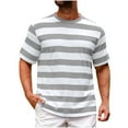 thumbnail image 1 of Moxiu Men's Big & Tall Striped Crew Neck Short Sleeve Stretch Soft Athletic Workout Business Casual Summer Tops Gray,XXL, 1 of 4