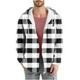 thumbnail image 1 of Moxiu Men's Flannel Hoodie Shirts 2025 Lightweight Casual Button Down Lined Plaid Shirt Jackets for Men Long Sleeve Hooded Coats with Pocket Black,S, 1 of 5