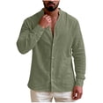 thumbnail image 1 of Moxiu Men's Long Sleeve Banded Collar Button Down Shirts Slim Fit Spring Summer Beach Vacation Dress Shirt Tops Army Green,M, 1 of 8