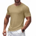thumbnail image 1 of Moxiu Men's Muscle Crew Neck Stretchy Big and Tall Short Sleeve Athletic Gym Workout Casual T Shirts Tees Khaki,XXXL, 1 of 7