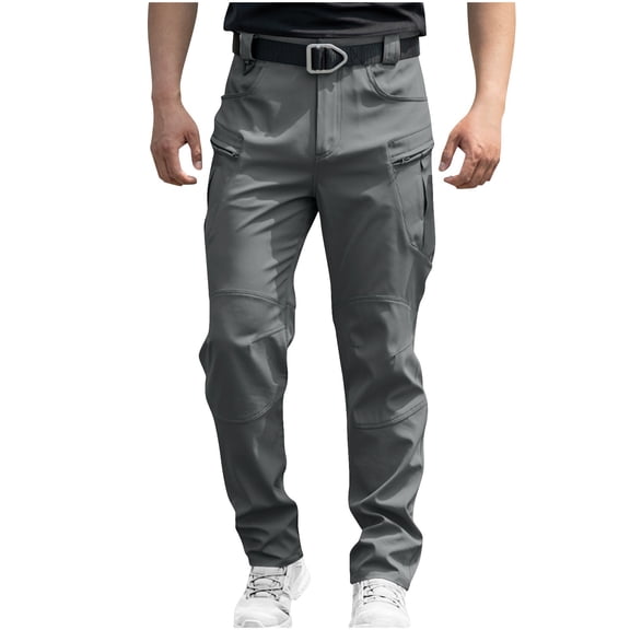 Moxiu Men's Ripstop Tactical Cargo Pants - Durable Stretchy Multi-Pocket Trousers for Outdoor Hiking Work Construction Gray,M