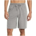 thumbnail image 1 of Moxiu Men's Soft Pajama Shorts, Lightweight Sleep Lounge Bottoms, Elastic Waist Drawstring with Pockets, Big & Tall Comfort Sleepwear Gray,L, 1 of 7