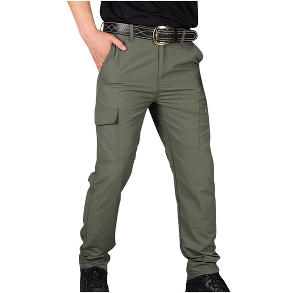 Moxiu Men's Tactical Cargo Pants Relaxed Fit Quick Dry Resistant Waterproof Stretch Outdoor Hiking Pants with Multi Pockets Green,L