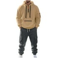 thumbnail image 1 of Moxiu Men's Tactical Training Tracksuit 2 Piece Quarter Zip Hoodie & Cargo Jogger Set Khaki,S, 1 of 9