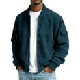 thumbnail image 1 of Moxiu Men's Vintage Corduroy Bomber Jacket Zip Up Collared Work Trucker Jackets Long Sleeve Casual with Pockets Navy,M, 1 of 8