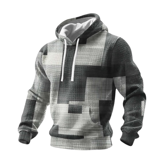 Moxiu Mens Aztec Hoodies Pullover Waffle Knit Fleece Drawstring Comfy Vintage Western Ethnic Big and Tall Hoodie