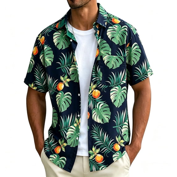 Moxiu Mens Beach Shirts Short Sleeve Hawaiian Button Down Shirts Floral Tropical Summer Vacation Shirt for Resort Cruise